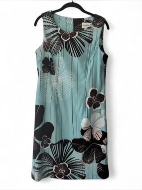 NorthStyle Mid-Century Modern Aqua & Black Midi Dress